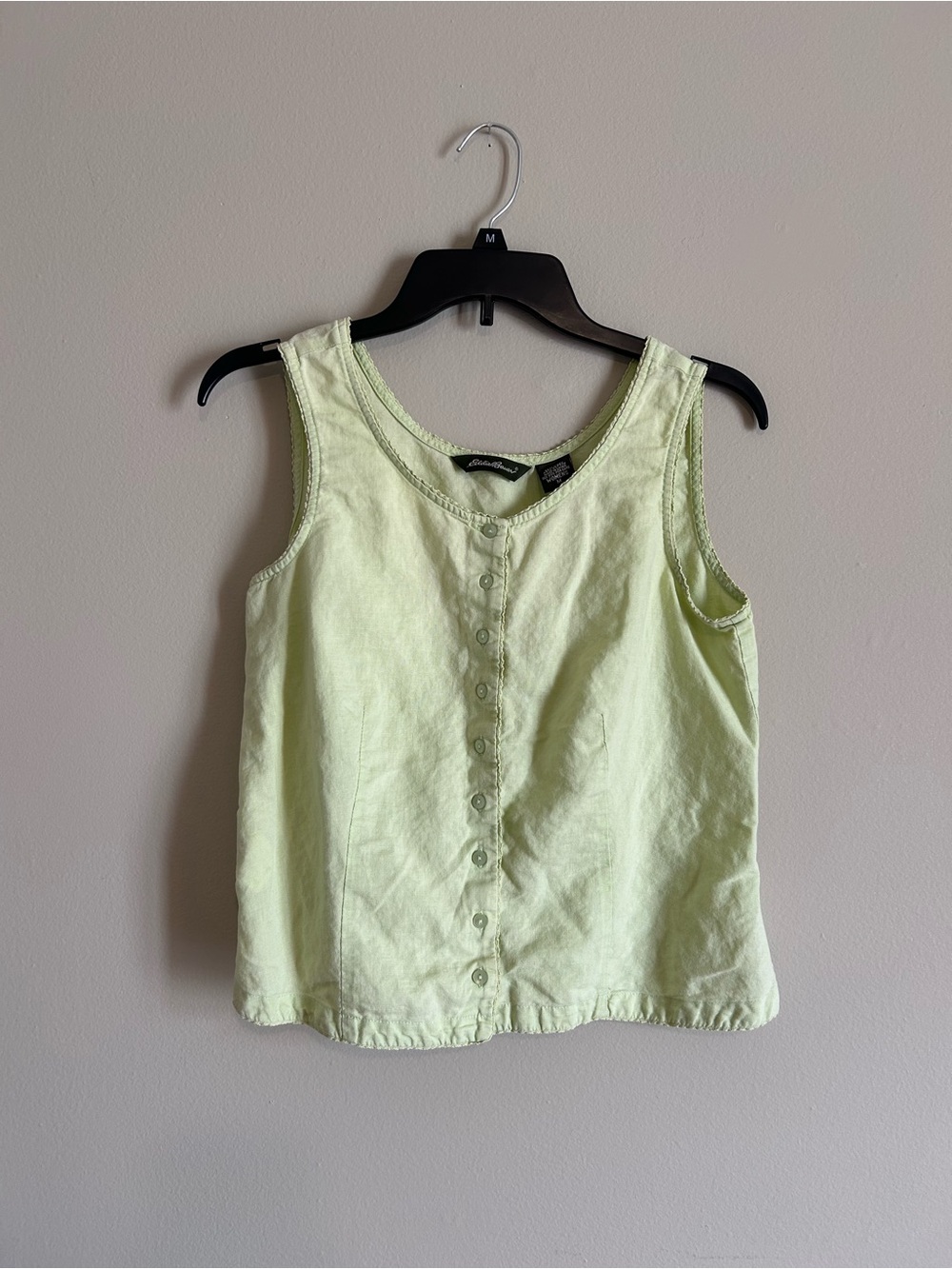 Green linen vintage tank top